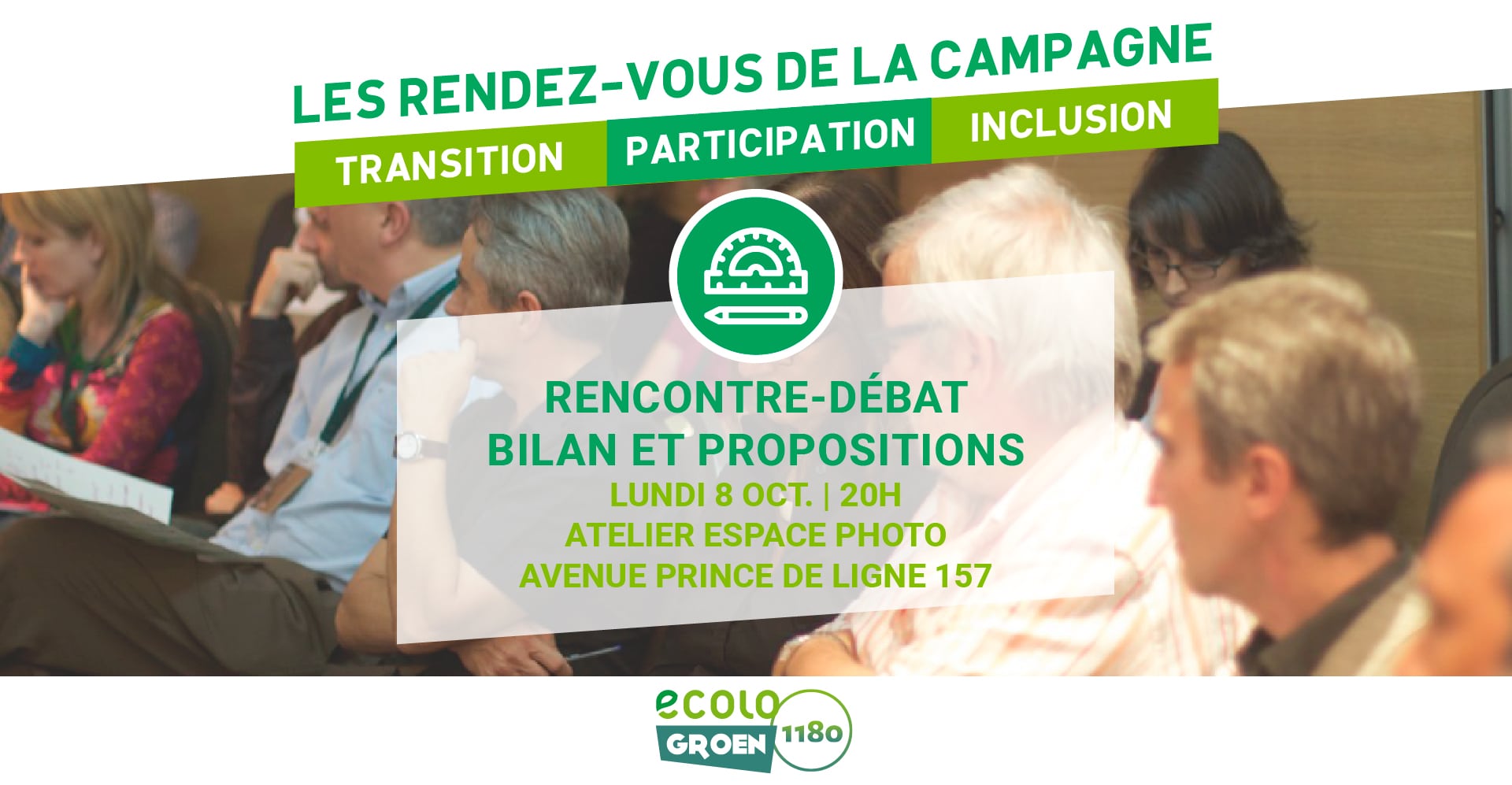 Les rendez-vous de la campagne électorale Ecolo Uccle - Rencontre-débat 8 octobre - quartier Saint-Job