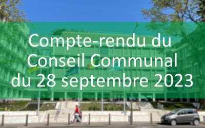 Conseil Communal de 28/09/23 : Assemblée Citoyenne pour le Climat, Plan Communal de mobilité, Cohésion social